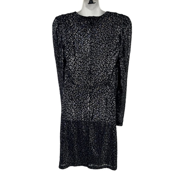 NWT Aqua Black Metallic Leopard Pattern Long Sleeve Dress Large - Picture 6 of 6